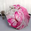 Pink Butterfly Automatic Folding Umbrella - 8-Rib Durable Frame, Compact Travel Design with Elegant Floral Pattern, All-Season