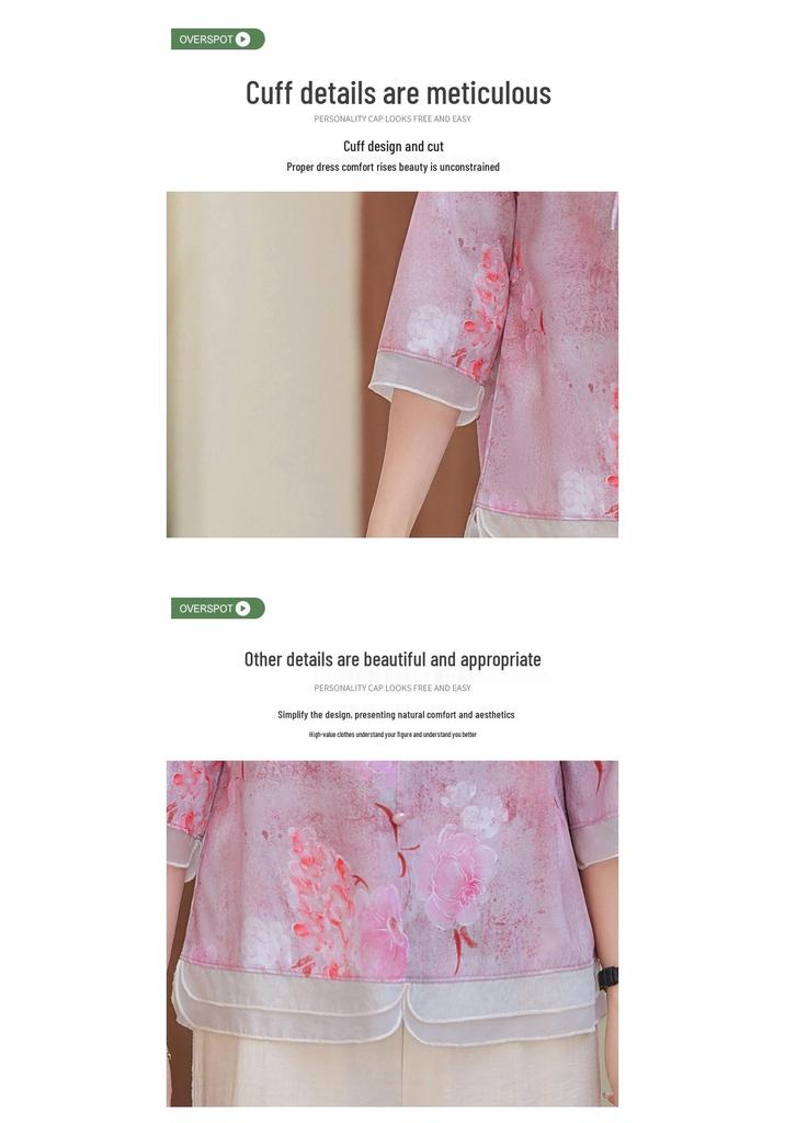 New Arrival Summer Blouse: Elegant Chinese Style Women's Top for Middle-Aged & Elderly - Age-Reducing Mother’s Shirt