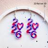 Colorful Digital 2026 Love Earrings European and American Fashion Valentine's Day New Year Jewelry Cute Digital Earrings