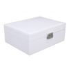 Jewelry Storage Box White Wood Large Capacity 2 Layer Multiple Compartments PU Leather Portable