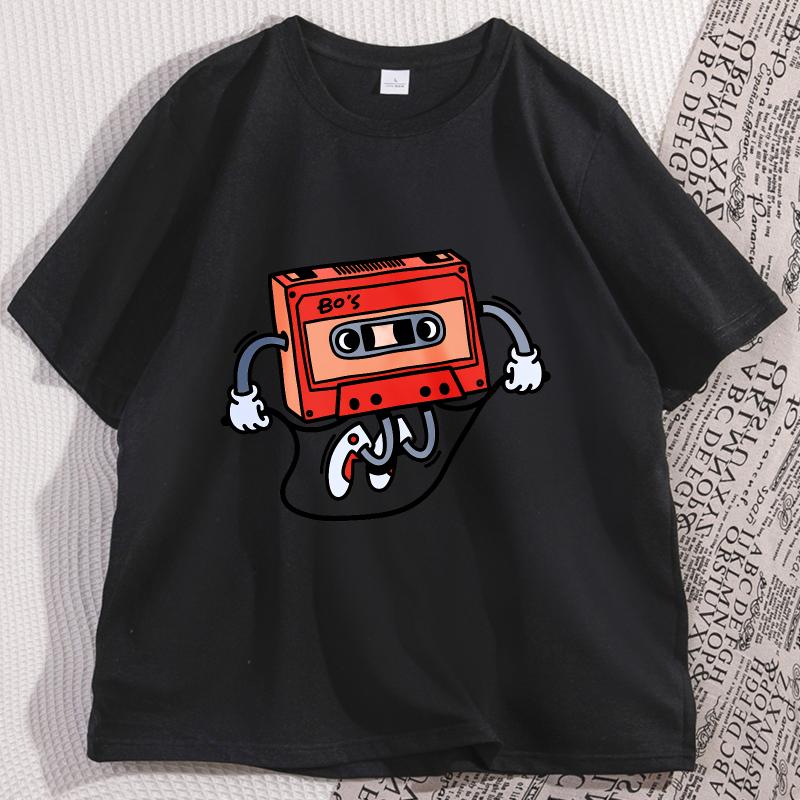 Tape Cassette Tape Oversized TShirt Men Women Vintage Funny Graphic T Shirts Cotton Short Sleeve Round Neck Tees Streetwear