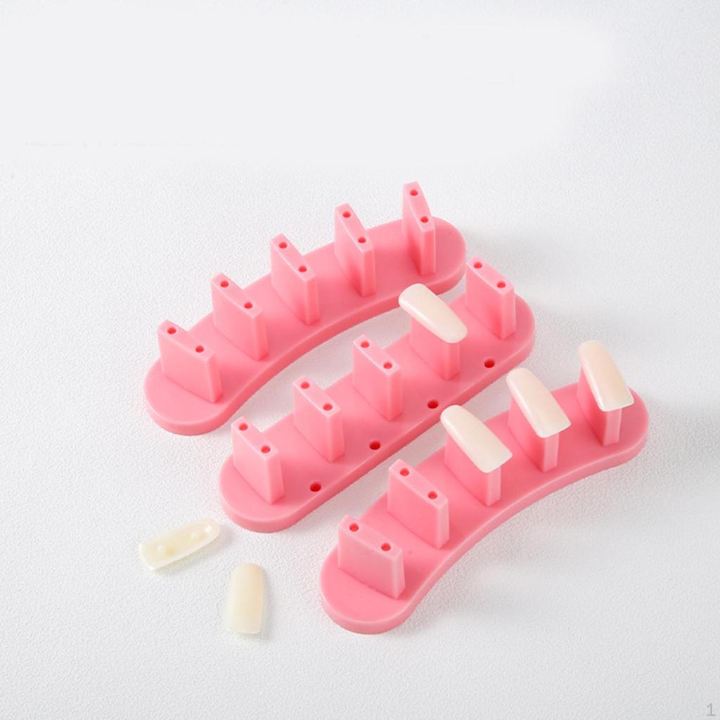 3 Pieces Acrylic Nail Art Display Stand Practice Holder, DIY Training Tools with 10 False