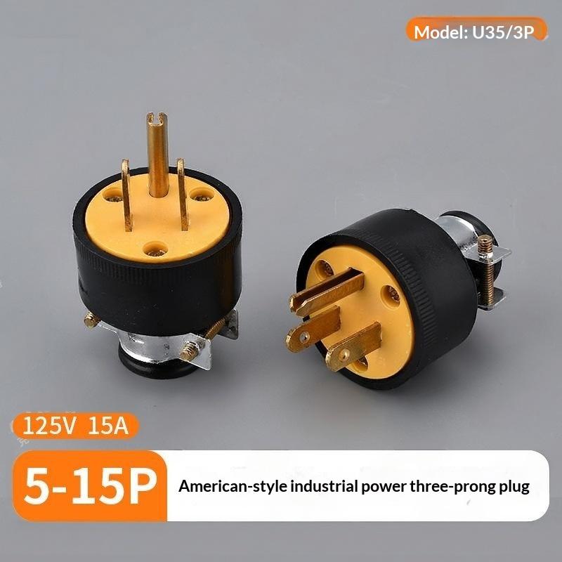 1Pcs Detachable Assembly In-Line Power Cord Plug 125V American 15A Nema 1-15P 5-15P Us Industry Waterproof Wiring Plug Connector