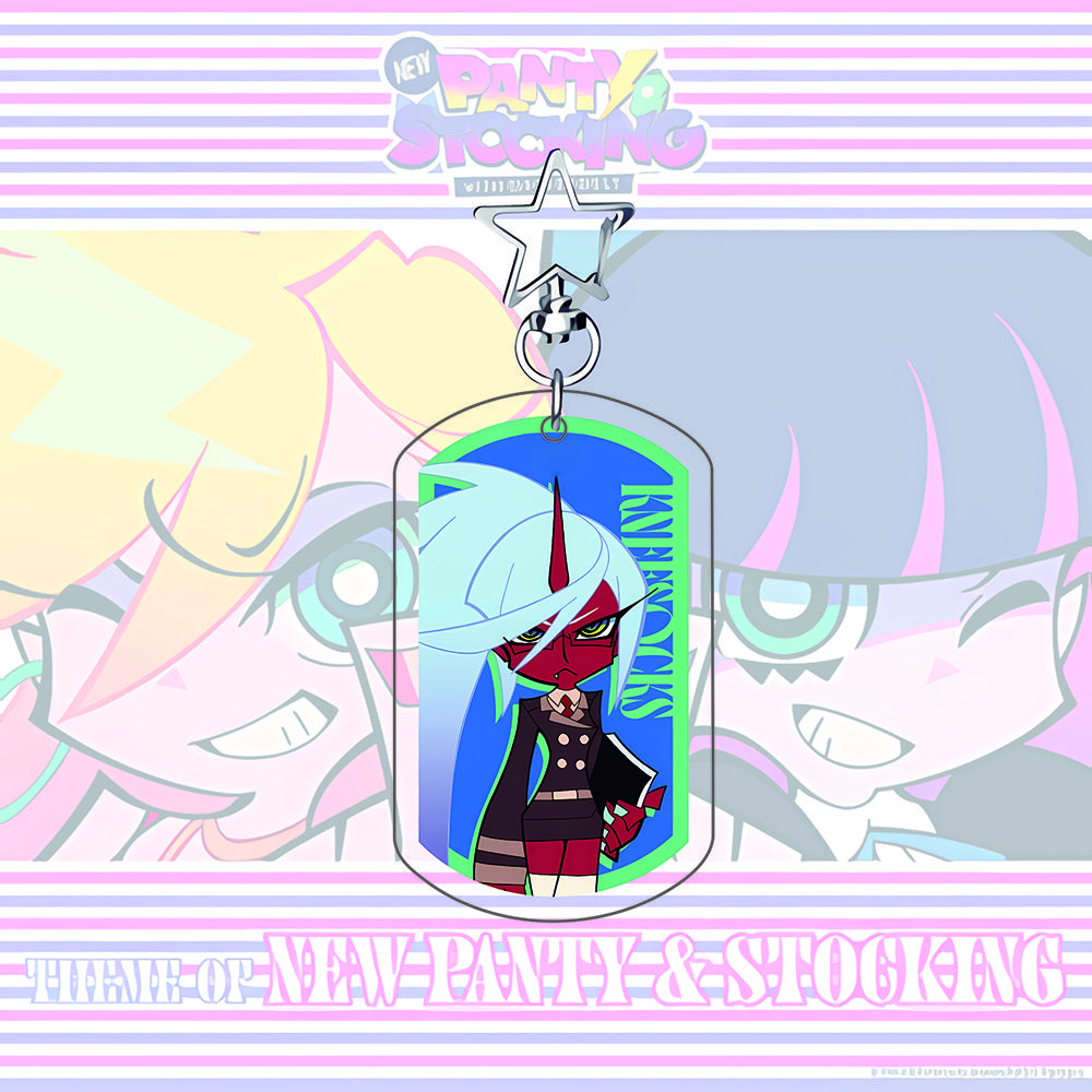 

Panty & Stocking with Garterbelt Acrylic Keychain, Star Clasp Charm, Panty Stocking Scanty Kneesocks Figure,Anime Bag Pendant 6 cm
