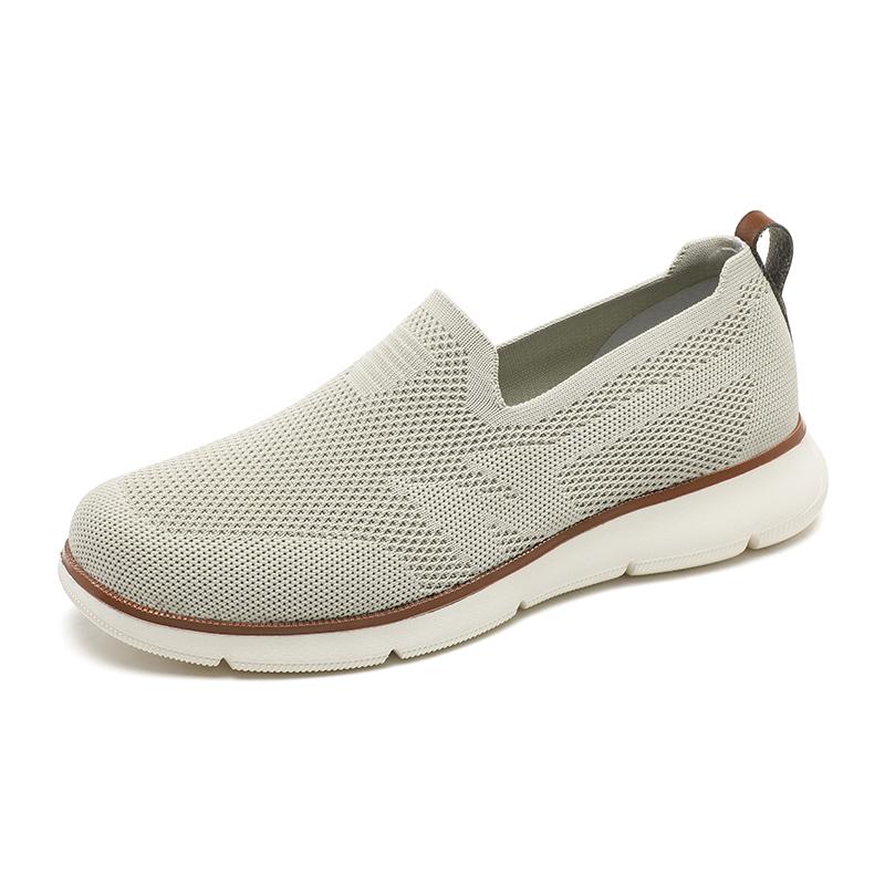 Fashion Retro Style Men's Casual Shoes Lightweight Knitted Walking Shoes Breathable Mesh Outdoor Traveling Flat Shoes