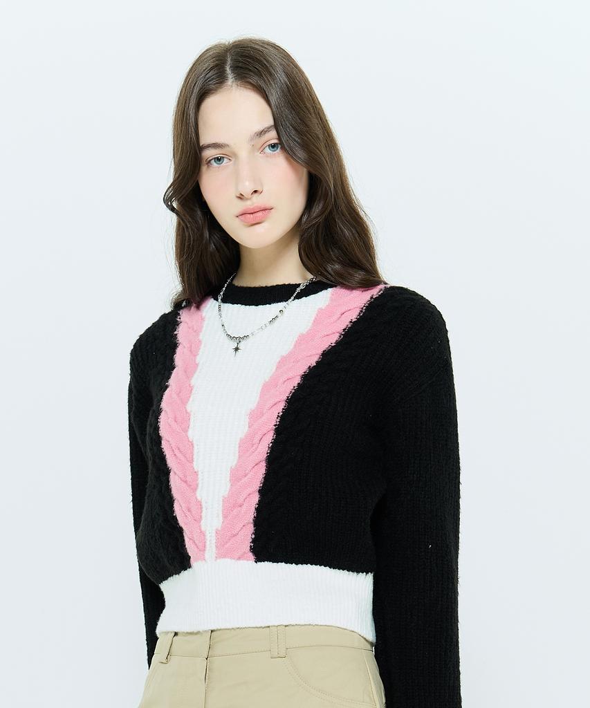 LARTIGENT L6 Cable Color Knit(Pink)