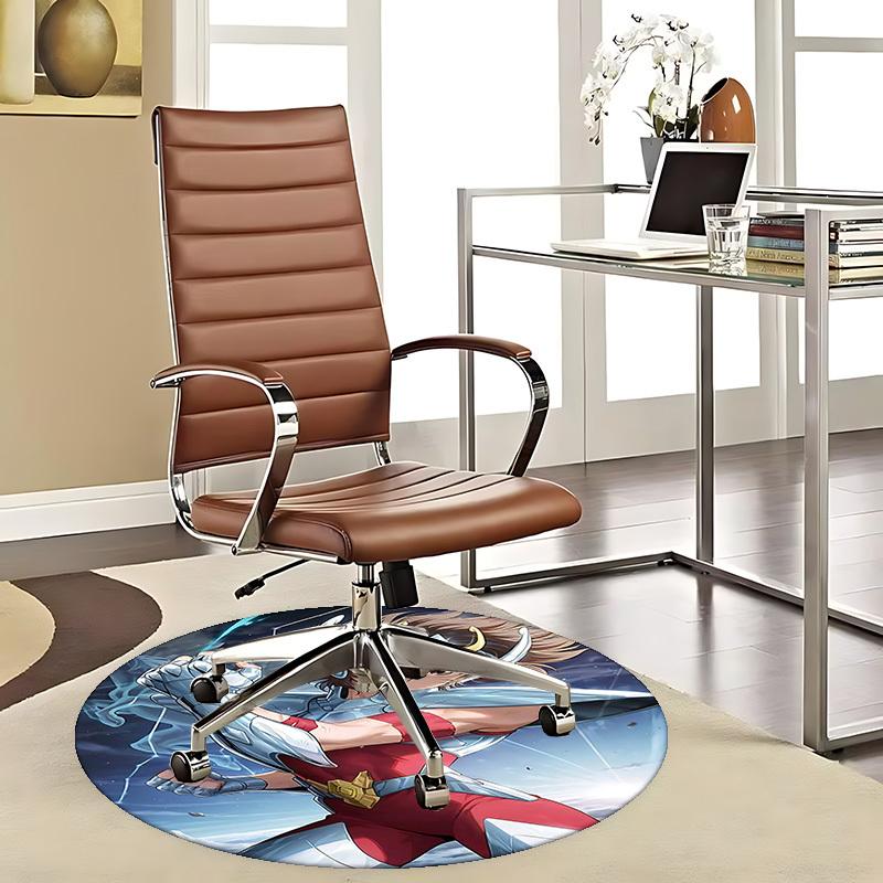 1pc Saint Seiya Athena Round Carpet - Anime Design Office Chair Mat 80cm