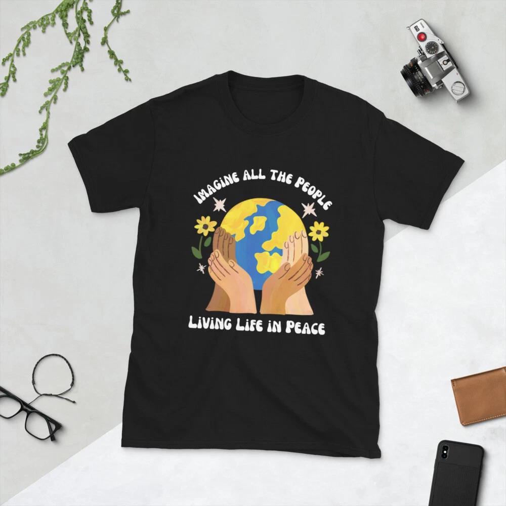 Imagine All The People Living Life in Peace | Short-Sleeve Unisex T-Shirt 3XL