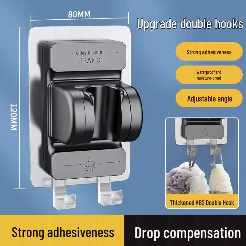 Punch-Free Adjustable Shower Head Wall Mount and Holder