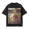 Distressed Doll Face Graphic Print Funny Meme Harajuku Fashion Tshirt Women Men Vintage Washed Oversized Top Cotton Summer Tees