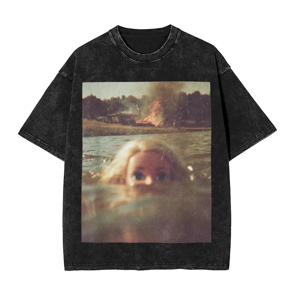 Distressed Doll Face Graphic Print Funny Meme Harajuku Fashion Tshirt Women Men Vintage Washed Oversized Top Cotton Summer Tees