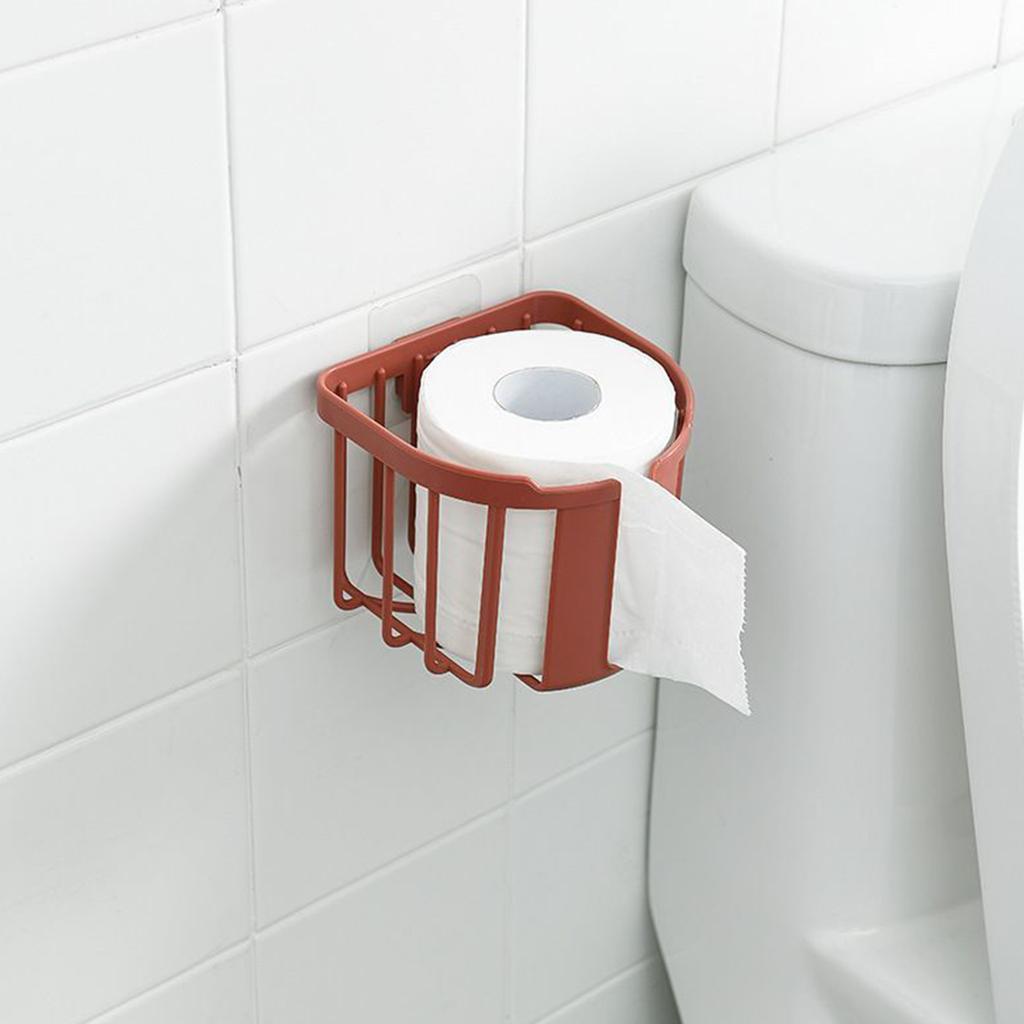 Wall Mount Paper Holder ABS Punch Free Smooth Toilet Tissue Box for Bathroom Kitchen WashroomRed