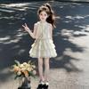 Girls Summer Halter Neck Tank Dress Sweet Tiered Ruffle Dress for Big Kids