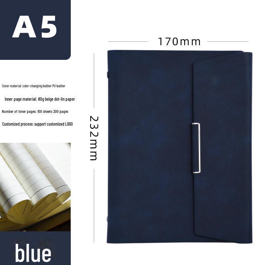

A5 Tri-Fold Business Loose-Leaf Notebook with Refillable Metal Buckle Notepad & Customizable Gift Box