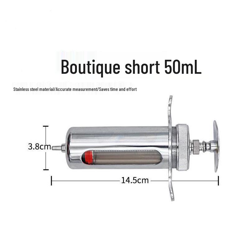 Veterinary Stainless Steel Syringe - 10ml/20ml Breeding Equipment for Pig Farming.