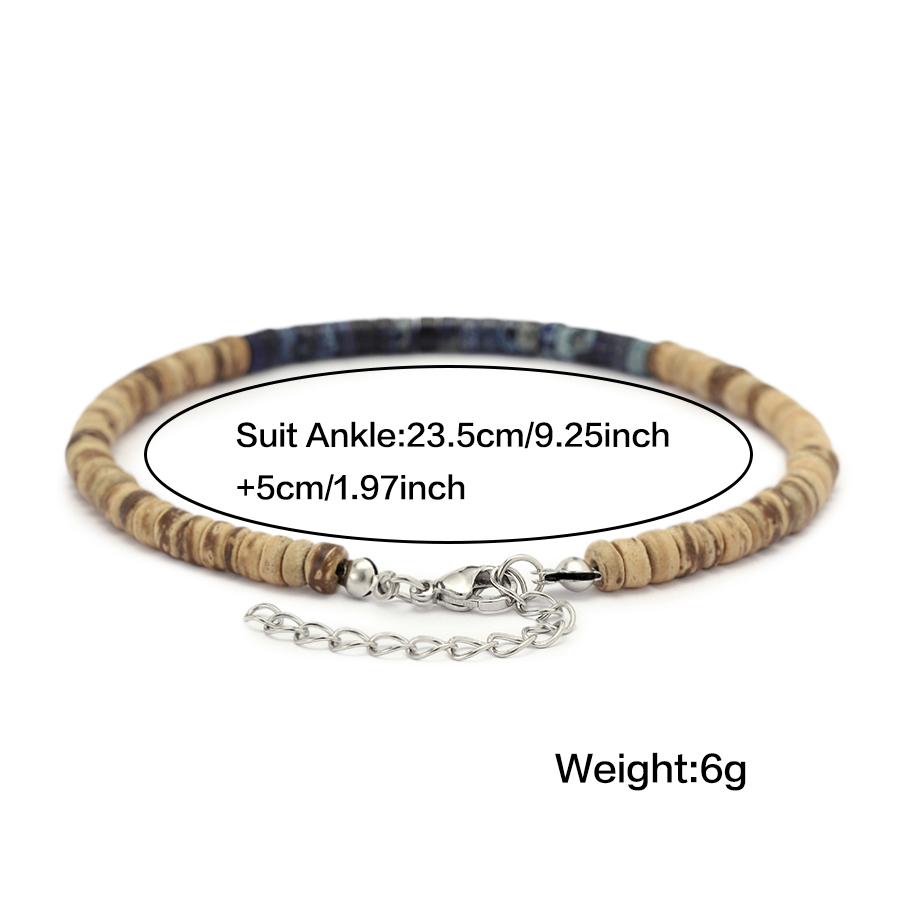 Handmade Women Anklet 100% Natural Coconut Beads Foot Bracelet 5 Color Options Lightweight Comfortable Beach Vacation Jewelry
