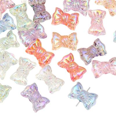 Acrylic Beads Transparent Colorful Bow Tie Accessories for DIY Jewelry