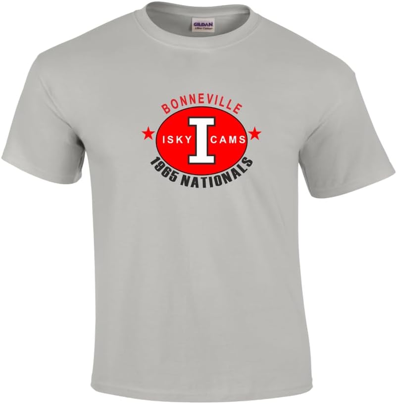 Vintage Retro Biker 1965 ISKY Bonneville Racing Cams Logo T Shirt S .png S серый