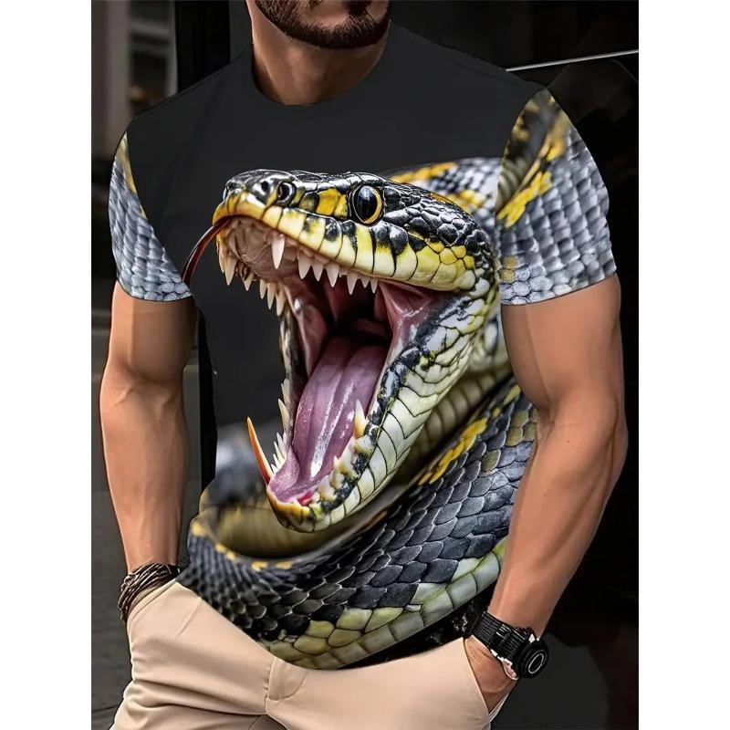 Fashion 3D Printed Horror Snake Graphic T Shirt For Men Personality Oversized