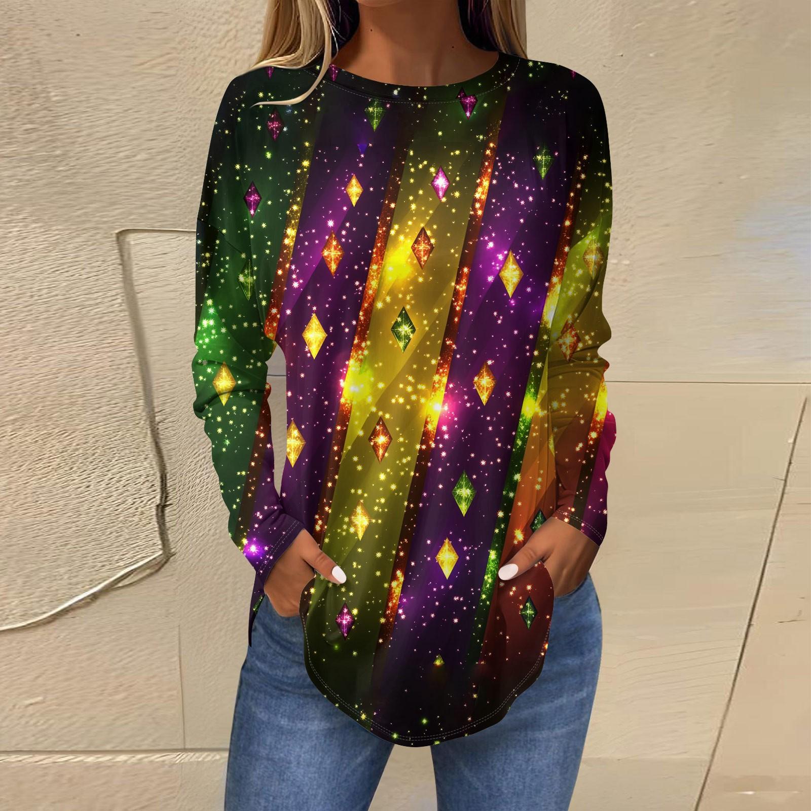 

Женская свободная футболка с круглым вырезом и винтажным принтом, длинный рукав, топ, пуловер, карнавал XXXXL