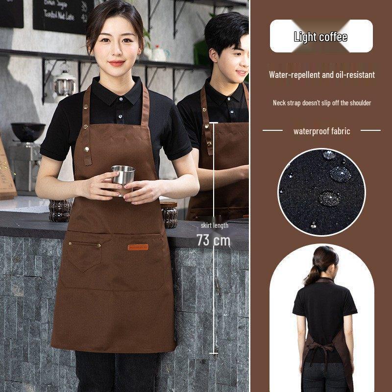 Wasserdichte Schürze mit Logo-Aufdruck für Gastronomie, Cafés und Milchtee-Stände - Jugendliches Design mit Bundband
