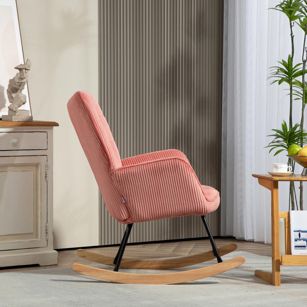 Rocking Chair, Relax Chair, Rocking Armchair, Load Capacity Up To 120 Kg, Polyester, 98 X 71 X 101 Cm, Pink