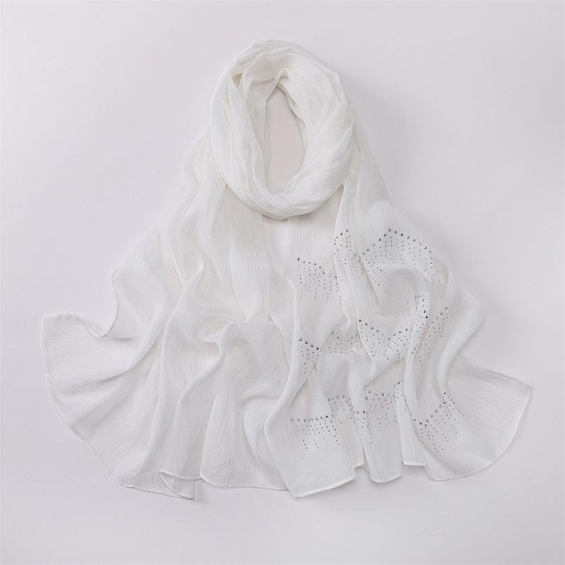 Shiny Plain Wrinkle Rhinestone Shimmer Shawls Scarf for Women Muslim Hijab Spring Ramadan Long Soft Wrap Headband Abaya Bufandas