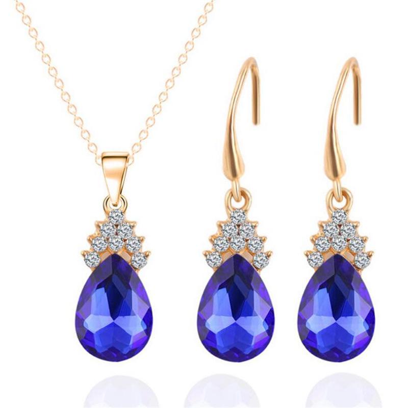 Gioielli di Moda - Set Sposa Stile Leggero e Fresco - Set Collana Pendente e Orecchini a Bottone
