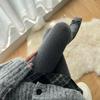 Cremeweiß Hohe Taille Haferflocken Lolita Zopfmuster Strumpfhose - Plus Samt Dick, Bauchkontroll-Leggings für Herbst/Winter