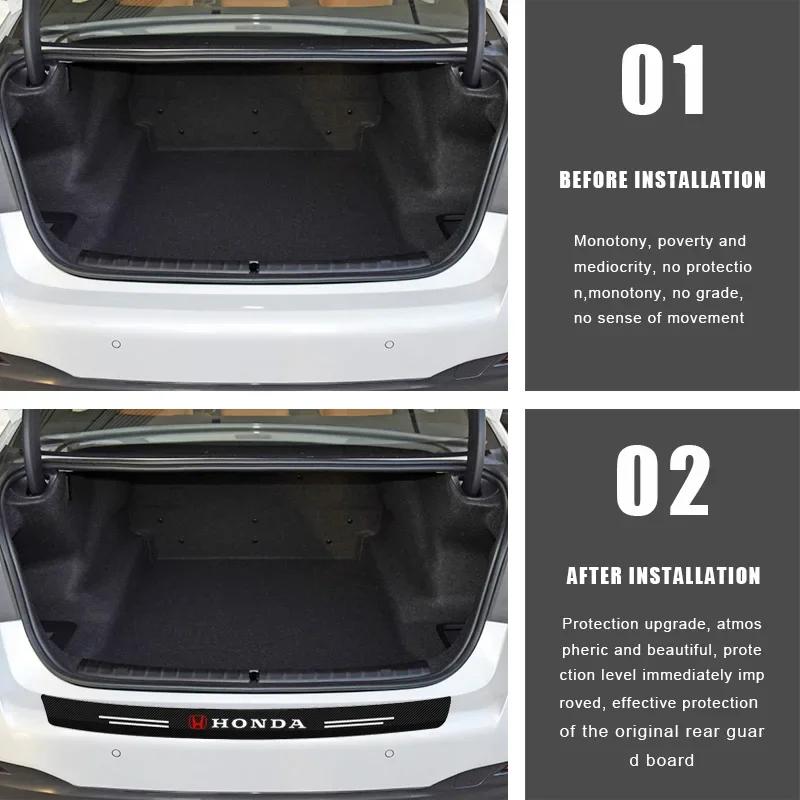 FIT Car New Honda Carbon Fiber Auto Protective Rear Trunk Bumper Guard 3D Stickers For Honda Mugen Power Jazz City Civic Inspir