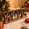 Handcrafted HOPE Letter Wooden Table Sign with Nativity Scene Carved Ornament Home Decors Safe Nontoxic Decoration