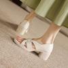 Krazing Pot Mikrofaser Mode Dicke Mittlere Absätze Peep Toe Schuhe Europäisches Design Sommer Größe 43 Größe 42 Plateau Damen Sandalen