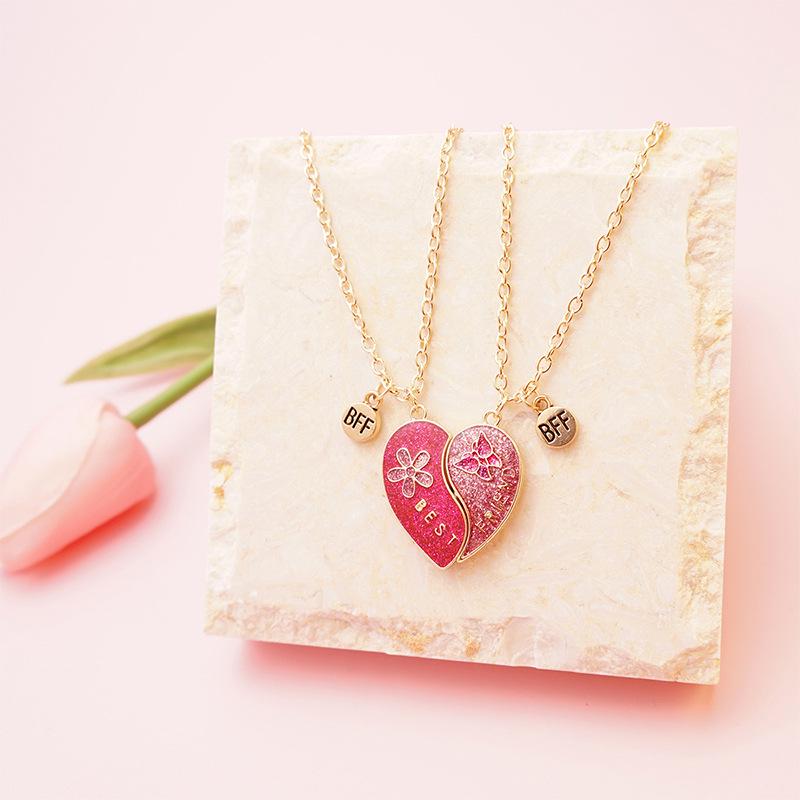 

Children s Sequin Heart Magnetic Pendant Necklace - Niche Design серебряный