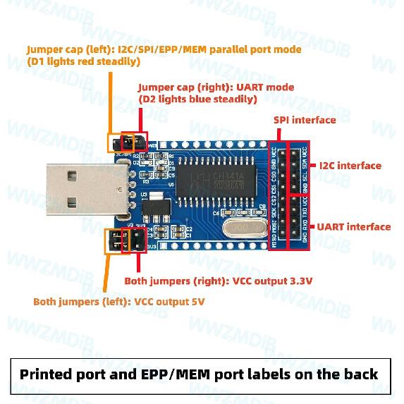 WWZMDiB CH341A USB To UART/IIC/SPI/TTL/ISP Adapter EPP/MEM Parallel Converter