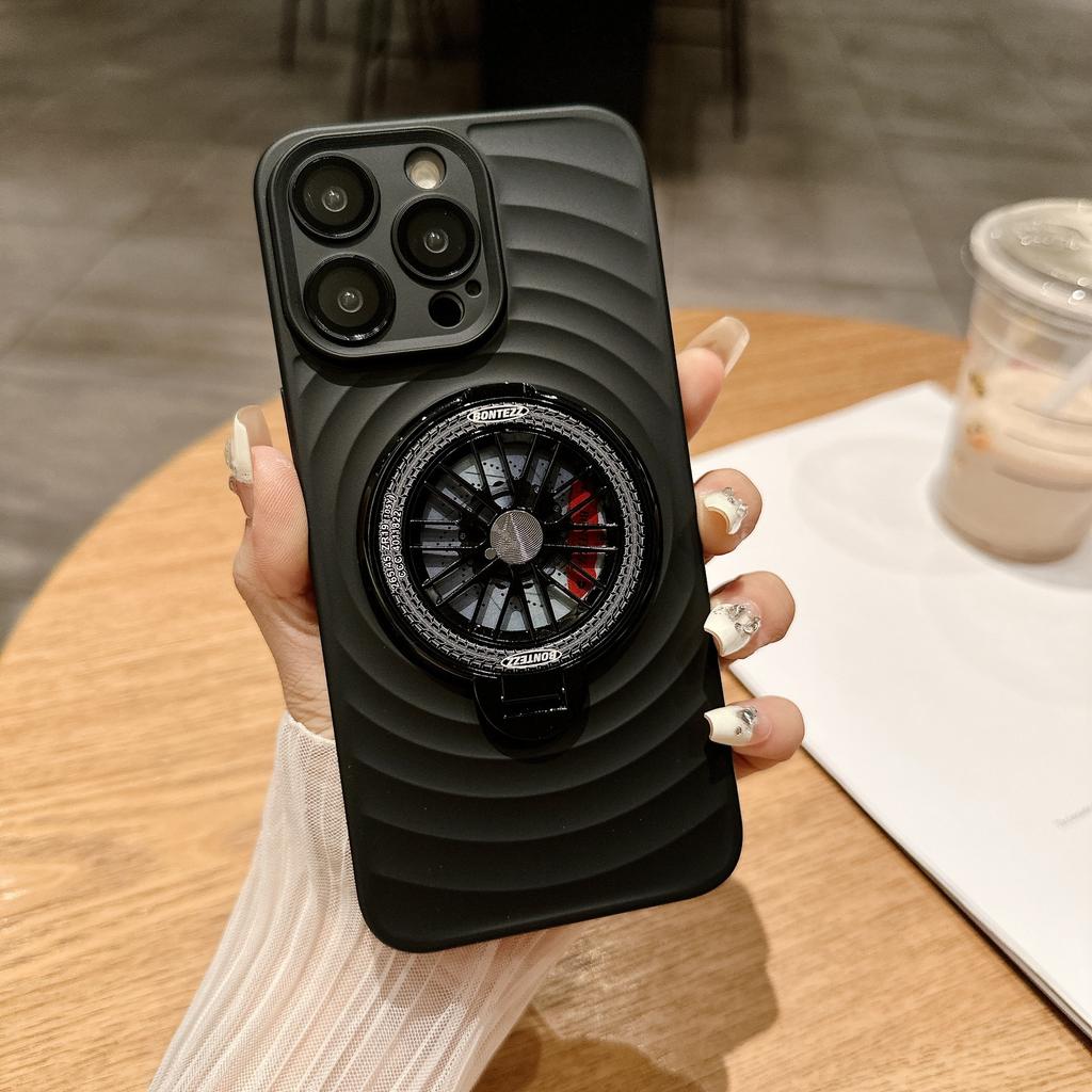 PC Oil-sprayed Wavy Phone Case Suitable for IPhone16, Apple 15ProMax Gyroscope Stand 14 Drop Protection Case