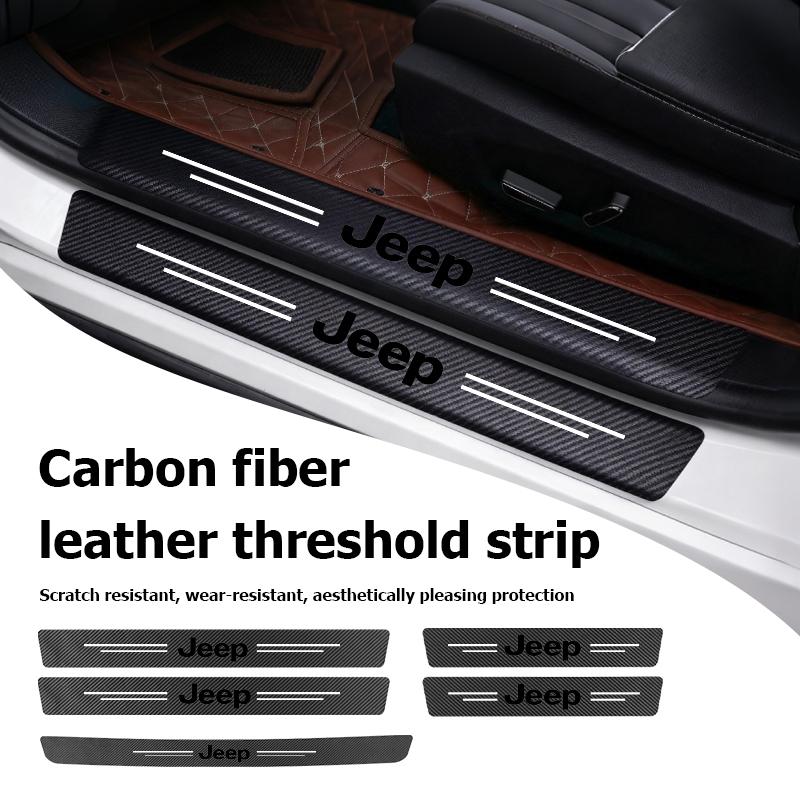 Car Door Carbon Fiber Sill Anti Scratch Protection Strip For Jeep Grand Cherokee Wrangler JK Renegade Gladiator Compass