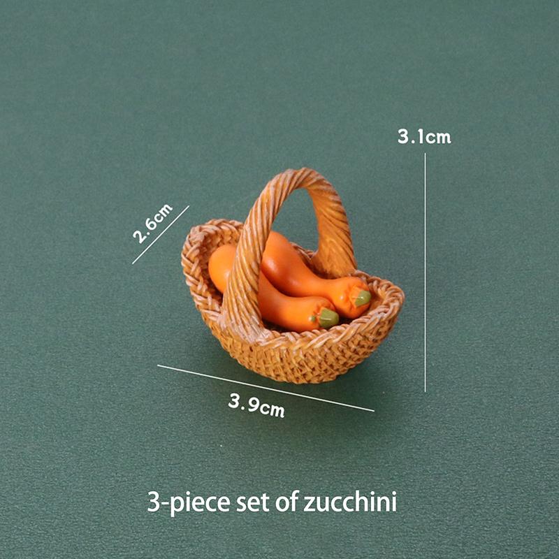 3Pcs/Set Dollhouse Simulation Vegetable Handheld Basket Model Mini Vegetables Decoration For 1/12 Dolls House Kitchen Play Toys