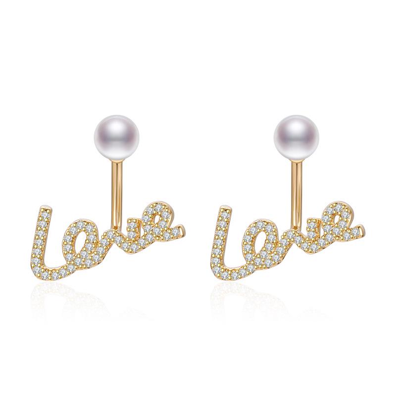 

Серьги-пусеты S925 из серебра с корейскими кисточками, жемчугом и надписями на английском языке