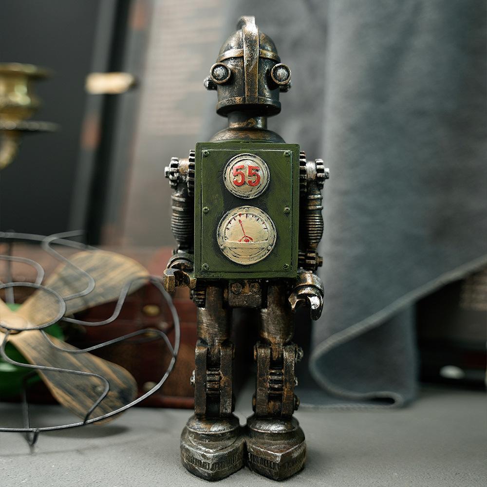 Mechanical Punk Bots Statue, Robot Sculpture, Retro Home Decor, Resin Crafts, Office, Desktop, Bookcase Ornament, Gothic Gear