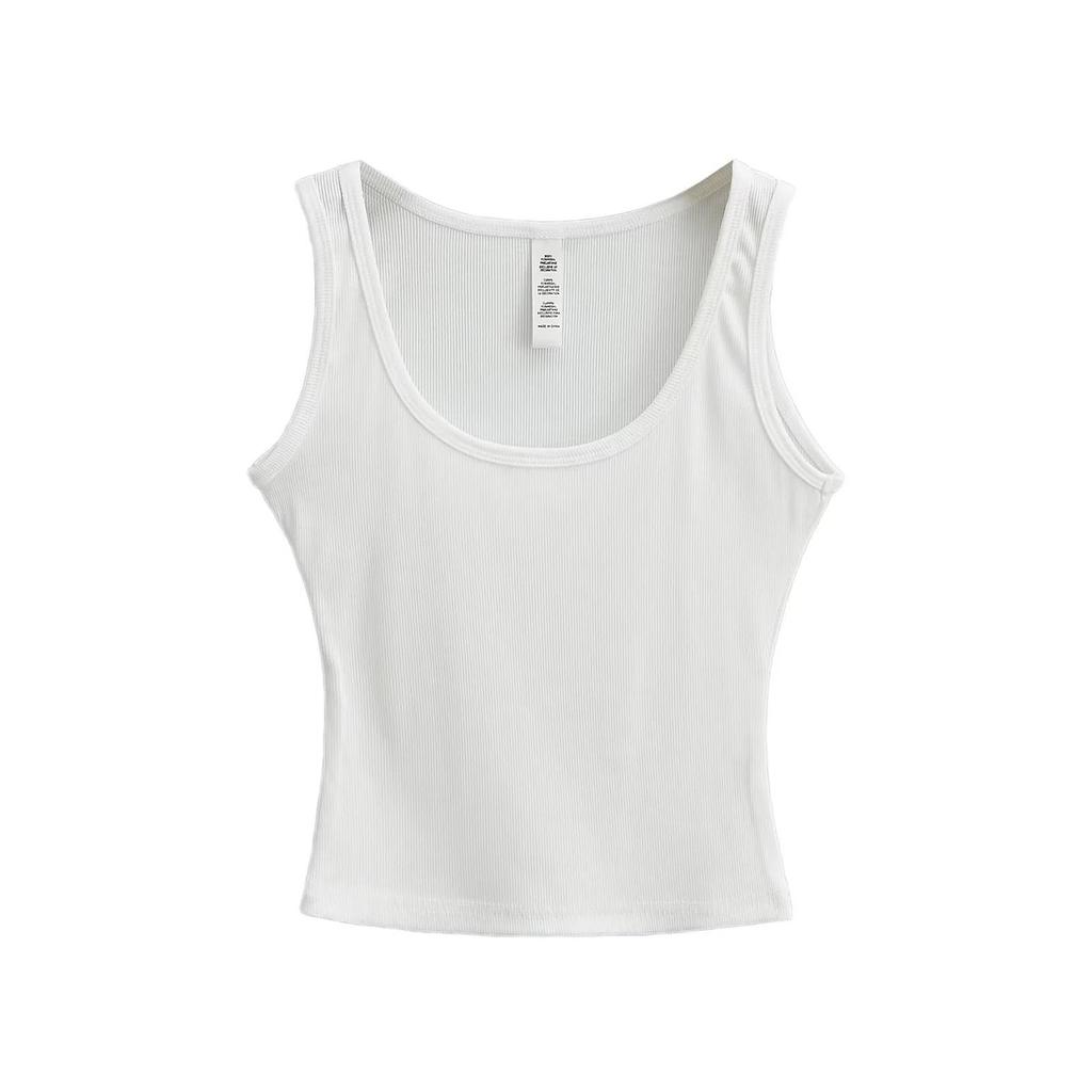 2024 Spring/Summer U-Neck Slim Fit Sleeveless Tank Top: Women's Solid Color Bodycon Camisole
