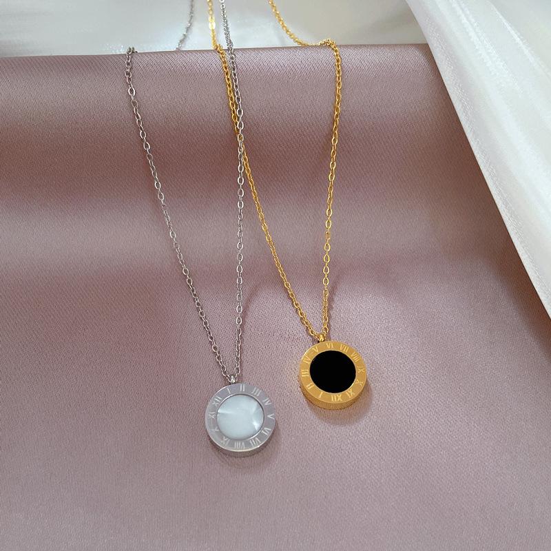 Roman Double-Sided Minimalist Wind Stove Real Gold Necklace Female Collarbone Chain With Jewelry