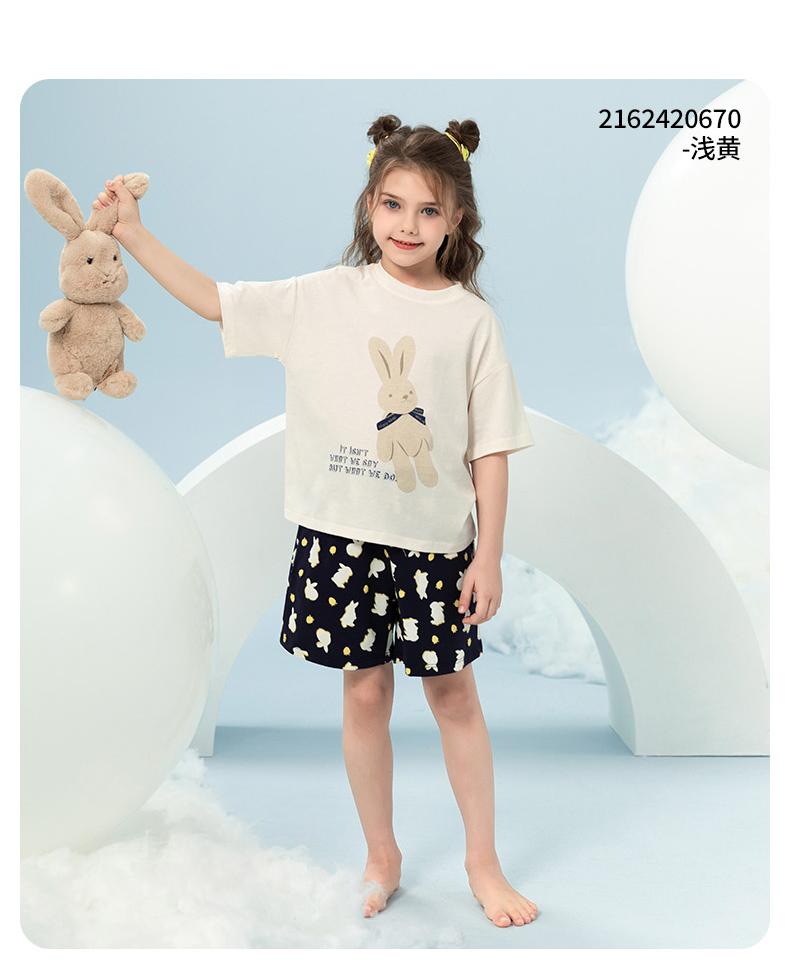 English Bolun Girls' Short-sleeved Shorts Summer Comfortable Home Clothing Set
