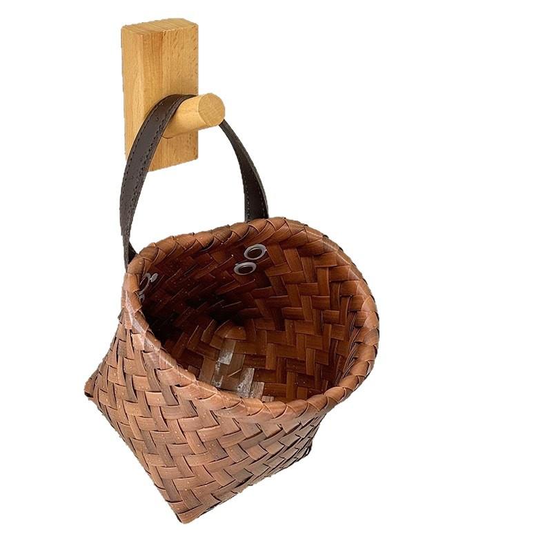 Wall Hanging Basket Boho Style Hand-Woven Hanging Storage Baskets Kitchen Ginger Garlic Scallion Egg Fruit Storage Box