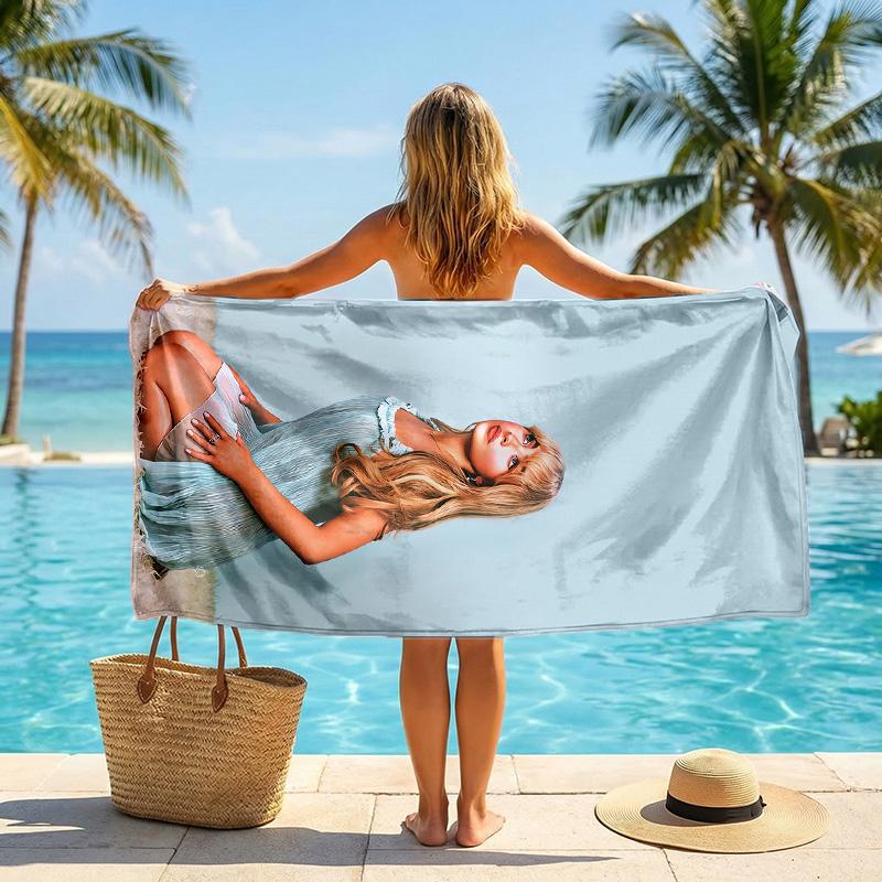 Sabrina Carpenter Fashion Beach Towel Portable Soft Quick Dry Towel For Swimming Camping Holiday Use