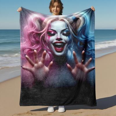 1pc Harley Quinn Outdoor Blanket - Throw Blanket, Soft , Flannel Blankets, Living Room, Travel, Camping C1209064