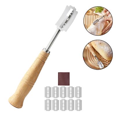 Tragbares Edelstahl-Brotmesser zum schnellen Schneiden mit Ersatzklingen-Set für Backzubehör Brotschneidwerkzeuge