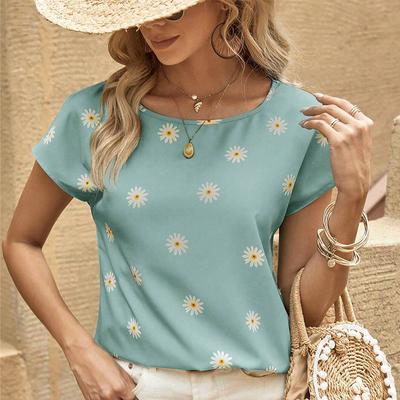 Fashion Women Creative Daisy Print T Shirt Funny Casual O-neck Short Sleeves T-shirt Summer Female Tee Shirt