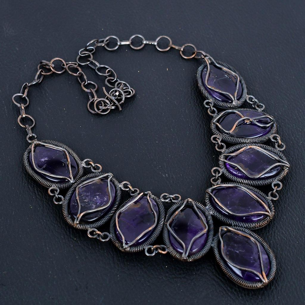 Amethyst Necklace, 999 Copper Wire Wrapped Gemstone Jewelry, Handmade Necklace Amazing Jewelry, Gift For Her