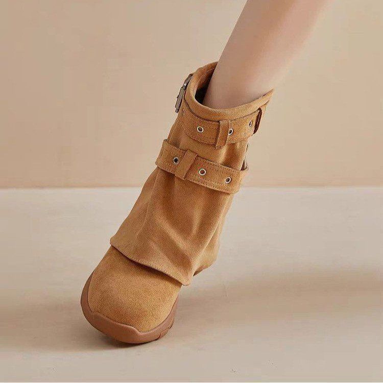 Women's large size soft elastic winter warm cold padded snow boots non-slip wear outdoor leisure mountaineering sports shoes Martin cotton boots