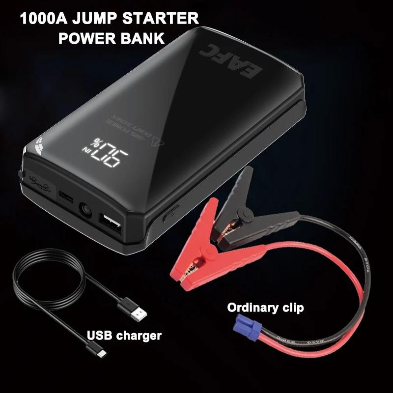 EAFC 12V Car Battery Jump Starter 1000A/2000A/4000A Portable Power Bank & Emergency Booster Flashlight forCars Battery Charge 1000A Ordinary clip